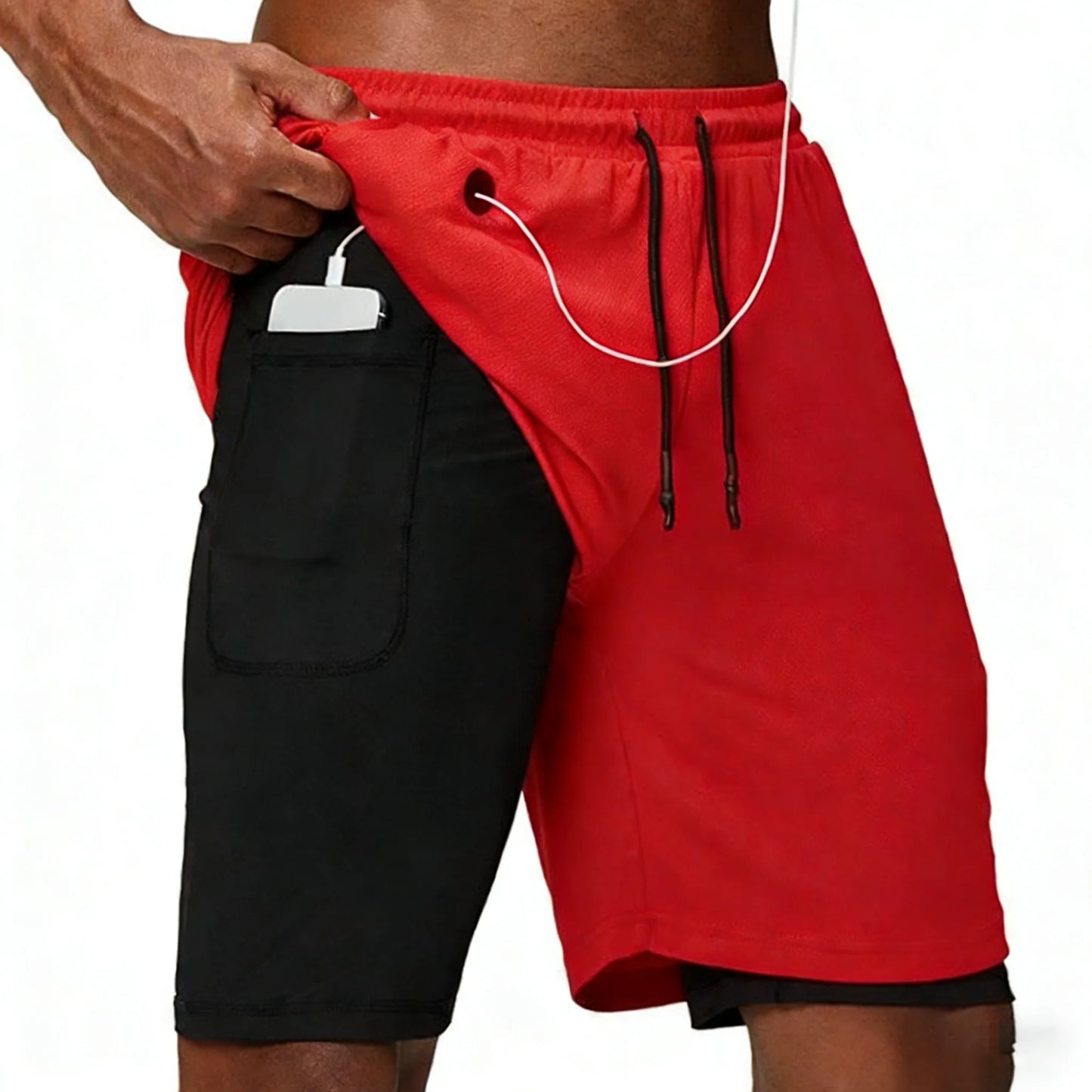 Casual Shorts Men Summer Sportswear Double-deck Male Shorts Gyms Fitness Homme Tracksuit Clothing Black Fashion Short Pants Men