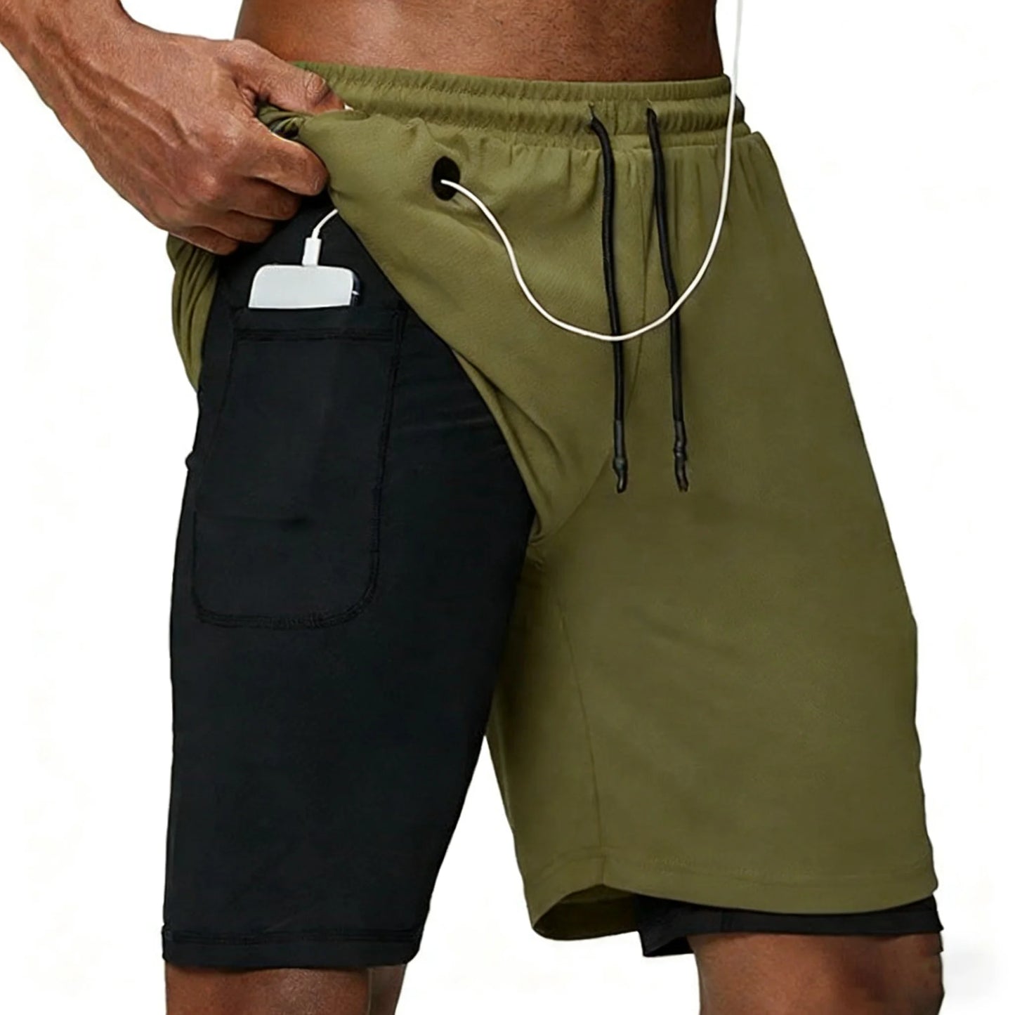 Casual Shorts Men Summer Sportswear Double-deck Male Shorts Gyms Fitness Homme Tracksuit Clothing Black Fashion Short Pants Men