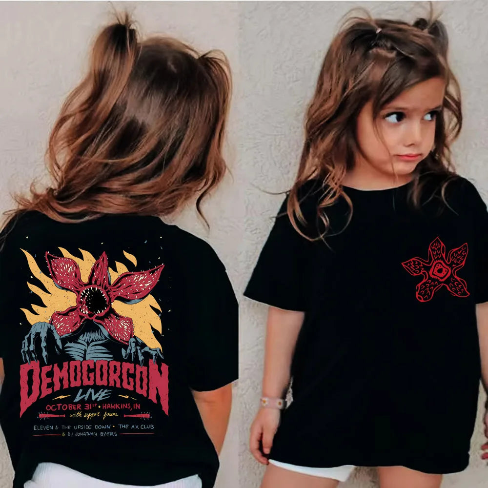 The Demogorgon Running Up That Hill T Shirt Boys Girls Kids Summer Cotton Short Sleeve Funny Cartoon Tshirt Graphic Tees Tops