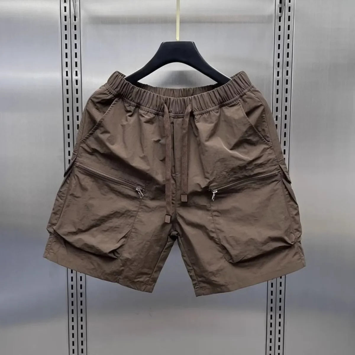 Men's Functional Workwear Short Shorts Hip Hop Summer Thin Outdoor Quick-Dry Beach Mid-Length Loose Fit Short Pants Streetwear