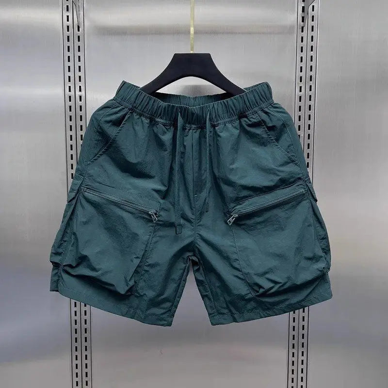 Men's Functional Workwear Short Shorts Hip Hop Summer Thin Outdoor Quick-Dry Beach Mid-Length Loose Fit Short Pants Streetwear