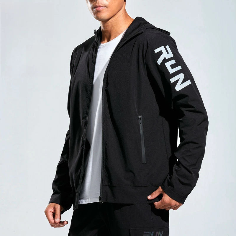 Men's Jackets Hoodie Outwear Workout Sports Jacket Fitness Running Windproof Coats Men Gym Sportswear Windbreaker Hooded Top