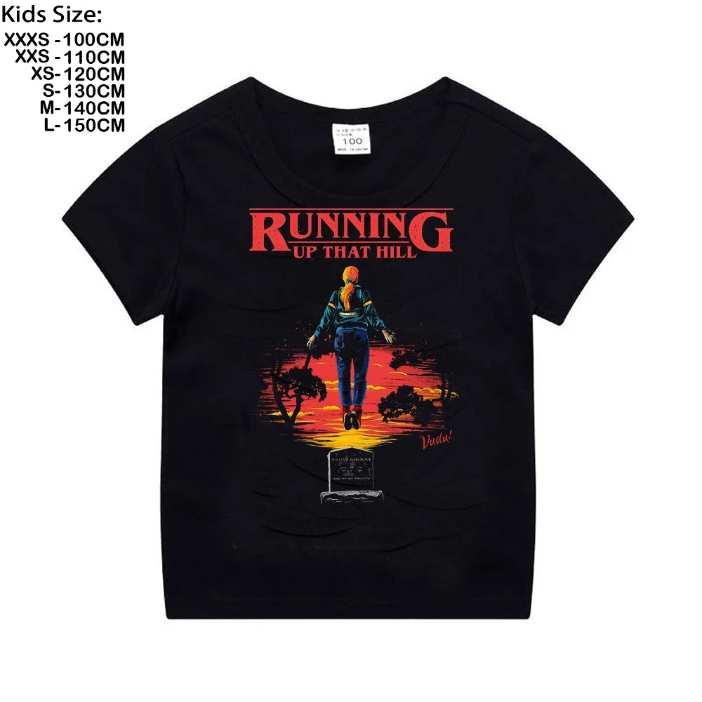 The Demogorgon Running Up That Hill T Shirt Boys Girls Kids Summer Cotton Short Sleeve Funny Cartoon Tshirt Graphic Tees Tops