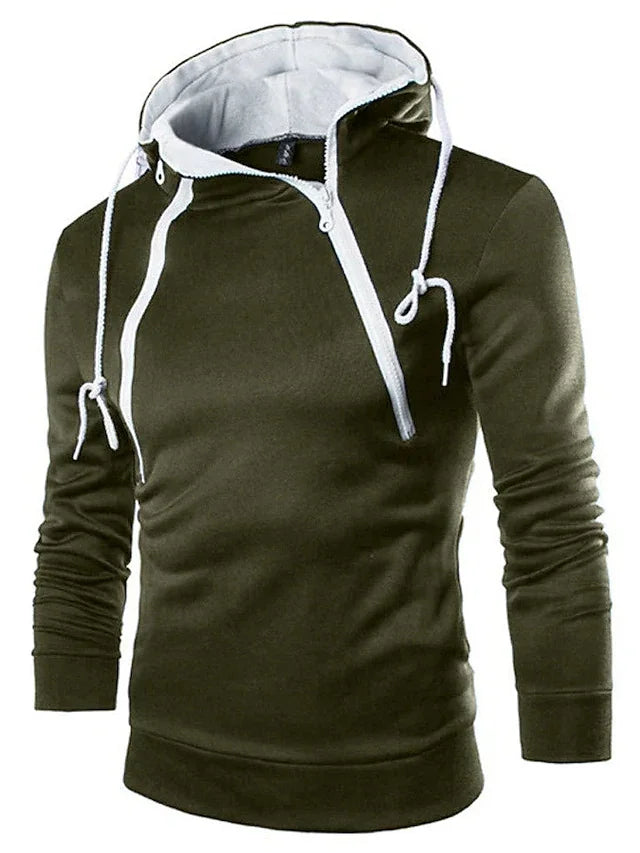 LETSNAGOU Men's Hoodies Long Sleeve Sweatshirts for Men Zipper Hooded Pullover High Neck Mens Sweatshirt Top Jacket Coat Black Sweater