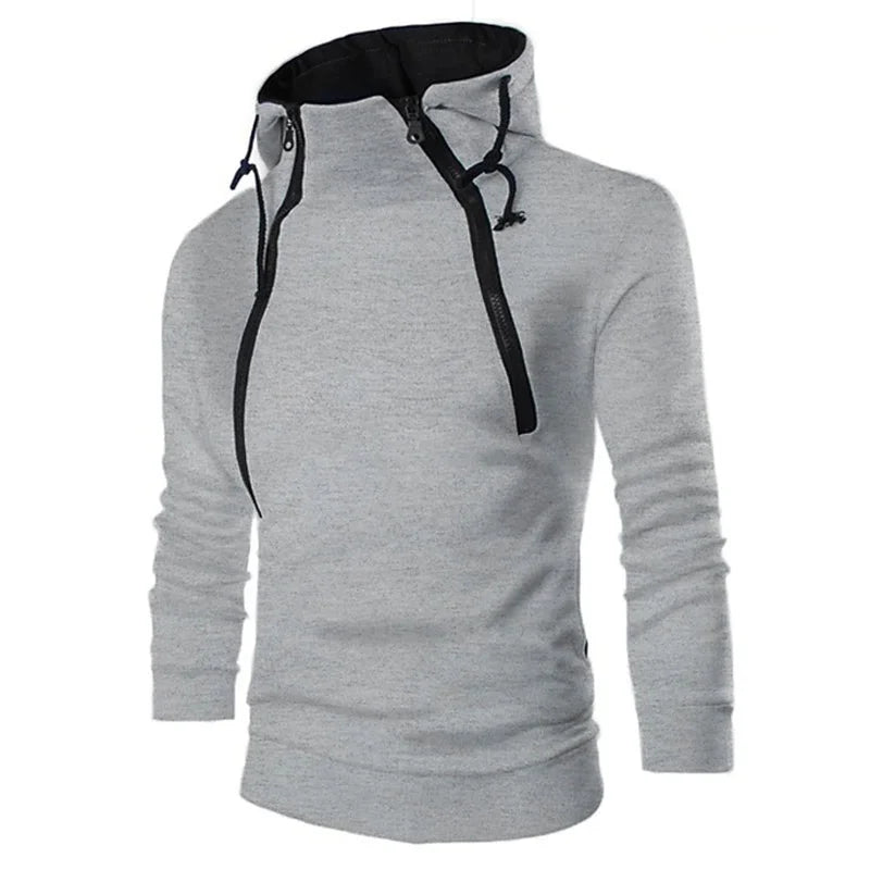 LETSNAGOU Men's Hoodies Long Sleeve Sweatshirts for Men Zipper Hooded Pullover High Neck Mens Sweatshirt Top Jacket Coat Black Sweater