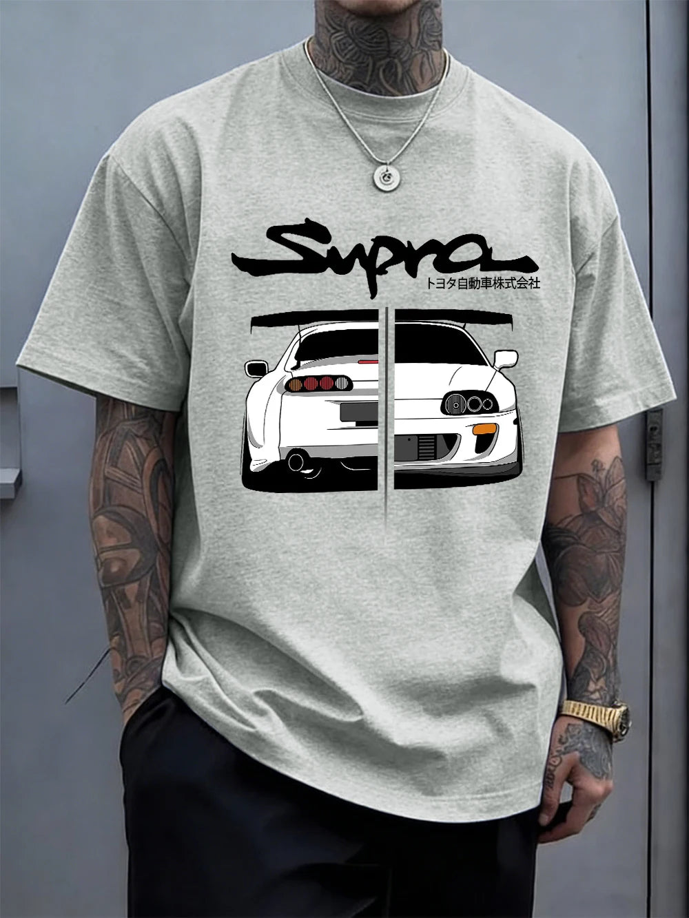 Japanese Cool Car Puzzle Print Cotton T-Shirts Men Summer Short Sleeve T Shirt Soft Oversized O-Neck Tops Basic Male Clothes