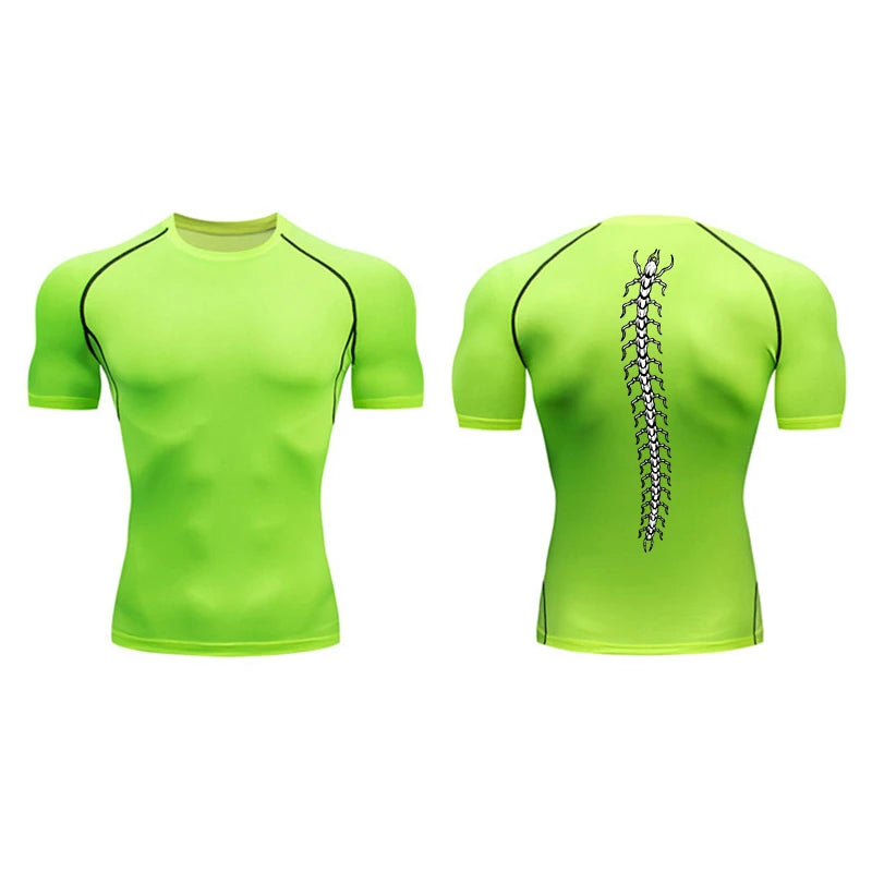 High Elasticity Compression Shirts for Men Gym Workout Quick Dry T-shirt Tops Breathable Training Running Sportswear Rash Guard