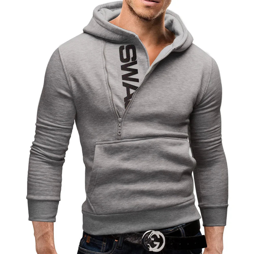 LETSNAGOU Men's Hoodies Long Sleeve Sweatshirts for Men Zipper Hooded Pullover High Neck Mens Sweatshirt Top Jacket Coat Black Sweater