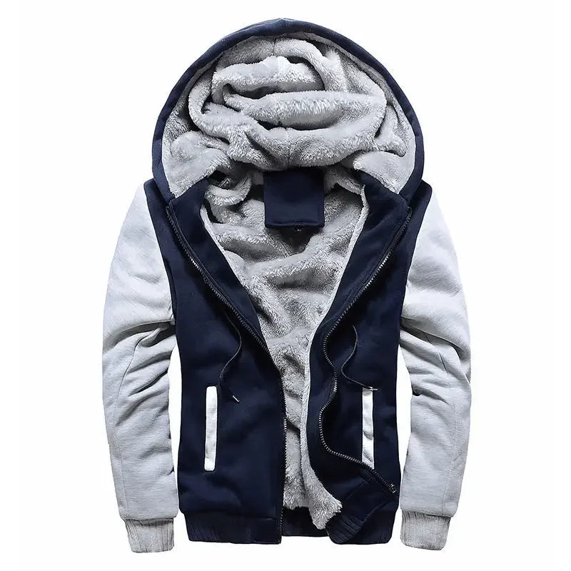Btsukimi Fashion Men's Jackets Winter Hooded Coats Male Warm Sweatshirts Fleece Hoodie Slim Student Hoodies Outerwear 2026 Men's Clothing