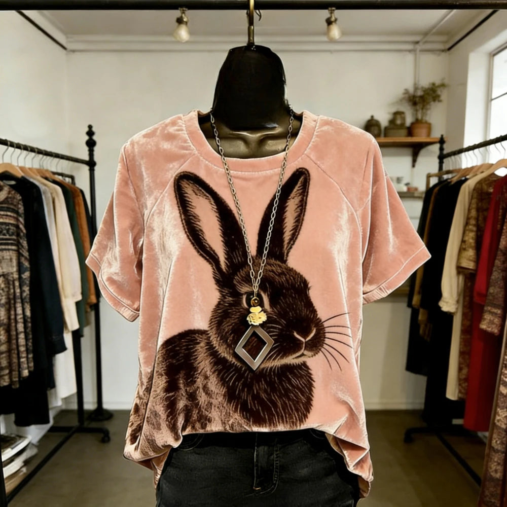 Women Fashion T-Shirts Soft Feel Short Sleeve Tops Trendy Gradient Color Animal Print Blouse for Casual Streetwear Loose Fit