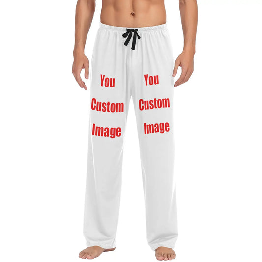 Loose Men's Pajama Pants Man Custom Image Design Home Sleepwear Spring Autumn Trousers For Men Pijama Elastic Long Pants pyjama