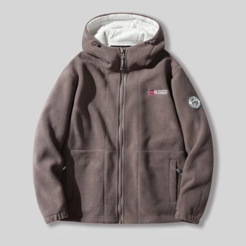 Ayrbao Winter New Men's Coat, Cold Resistant, Warm, Thick Fleece, Hooded Zipper, Loose Solid Color Jacket, Daily Casual Outdoor