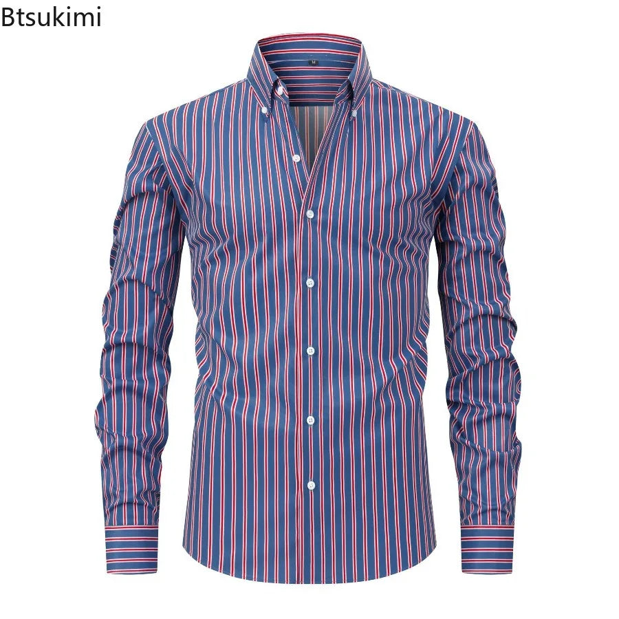 Long Sleeve Striped Business Office Formal Shirt High Quality Social Casual Slim Shirt
