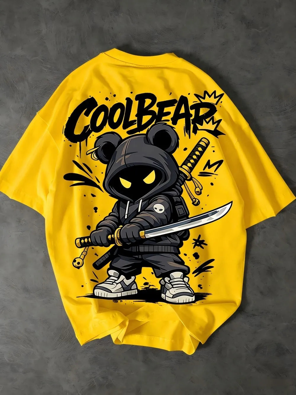 European and American Men's Summer Cartoon Warrior Letter Print Comfortable and Breathable Round Neck T-Shirt Outdoor Street Top