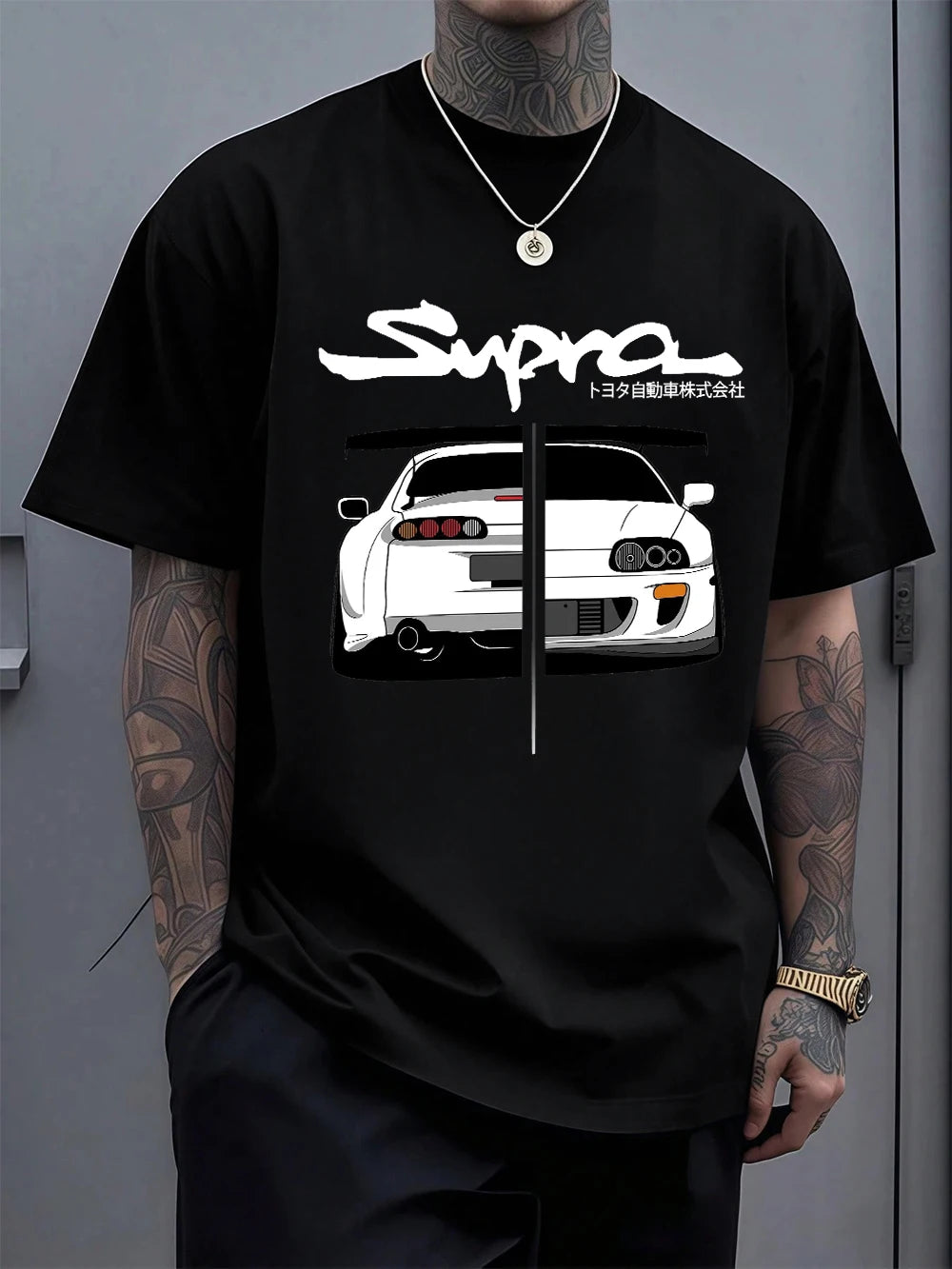 Japanese Cool Car Puzzle Print Cotton T-Shirts Men Summer Short Sleeve T Shirt Soft Oversized O-Neck Tops Basic Male Clothes