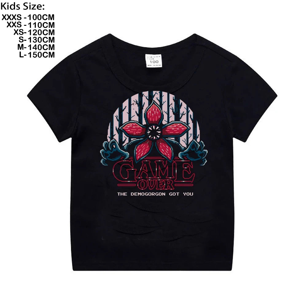 The Demogorgon Running Up That Hill T Shirt Boys Girls Kids Summer Cotton Short Sleeve Funny Cartoon Tshirt Graphic Tees Tops