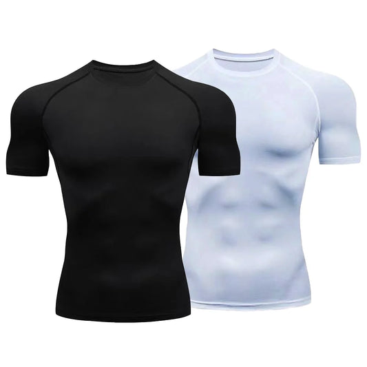 Men Compression Running T Shirts Shapewear Fitness Tight Short Sleeves Body Shaper Training Jogging Shirts Gym Sportswear