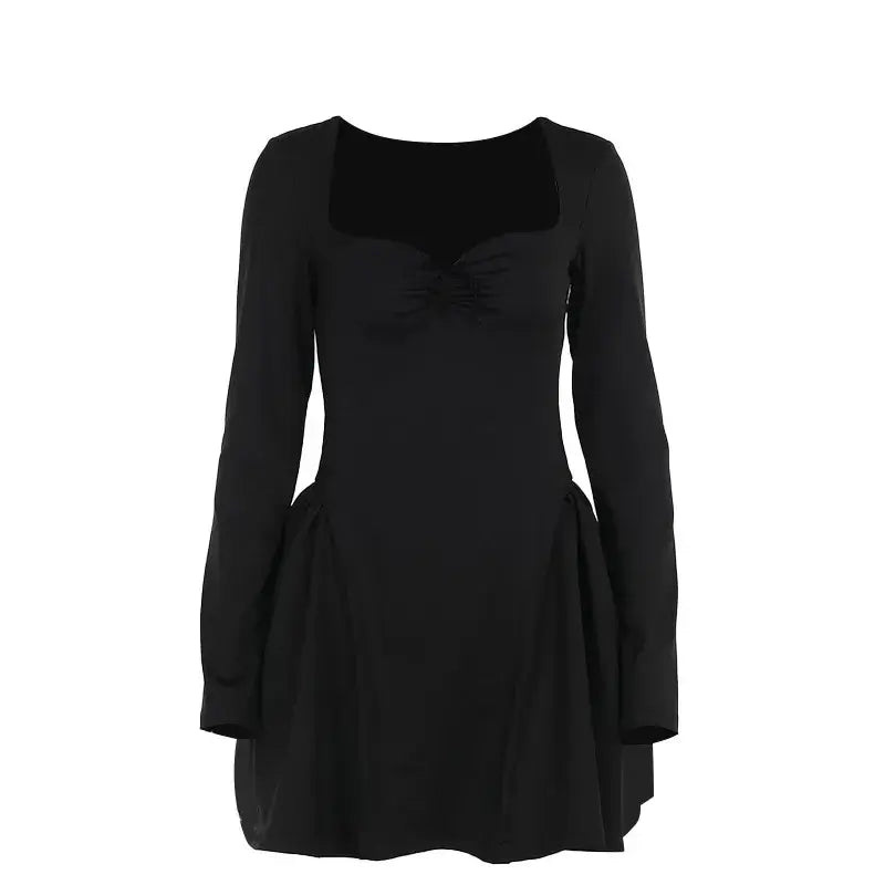 Socialite Style Elegant Slim Fit Bubble Waist Long Sleeve Dress - FASHION FLOOD