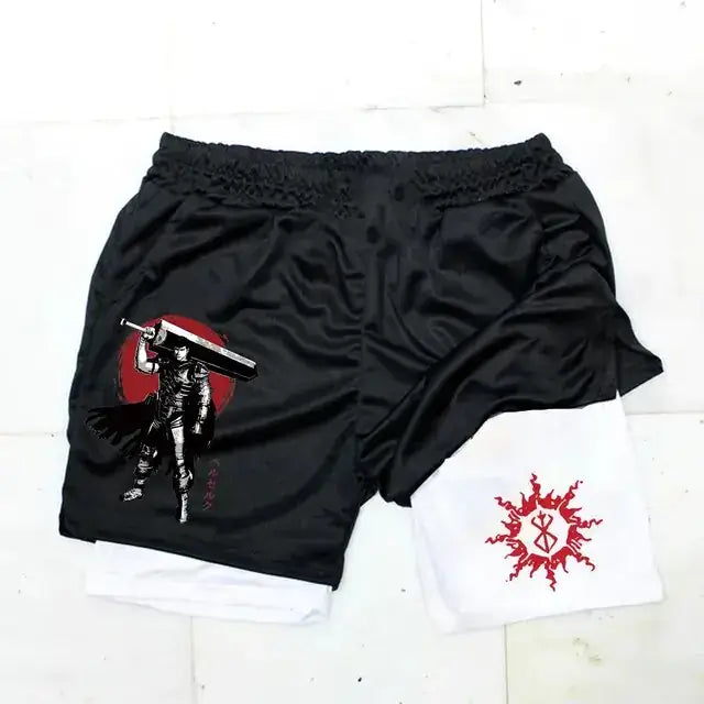 Berserk Anime Quick Dry Performance Multiple Pockets Sports Shorts