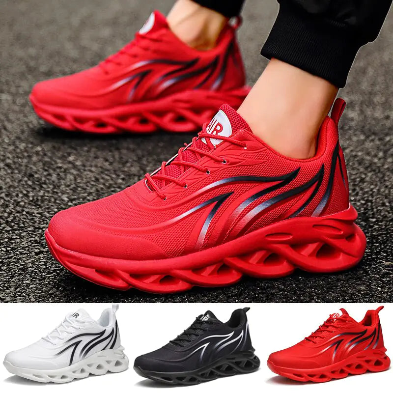 Flame Printed Sneakers - Flying Weave Sports Shoes