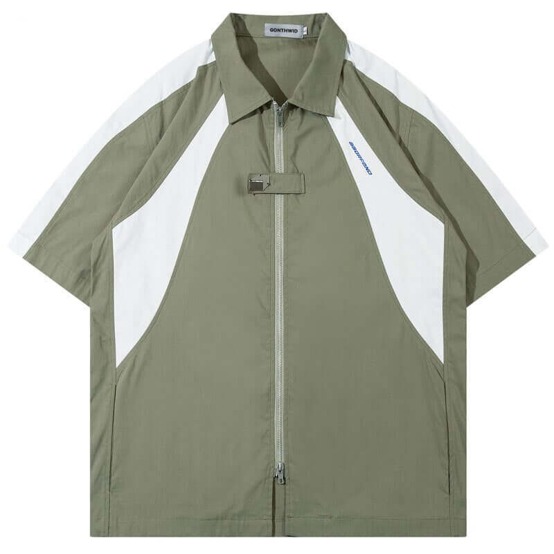 Oversized American Style Double Zipper Short Sleeve Jacket