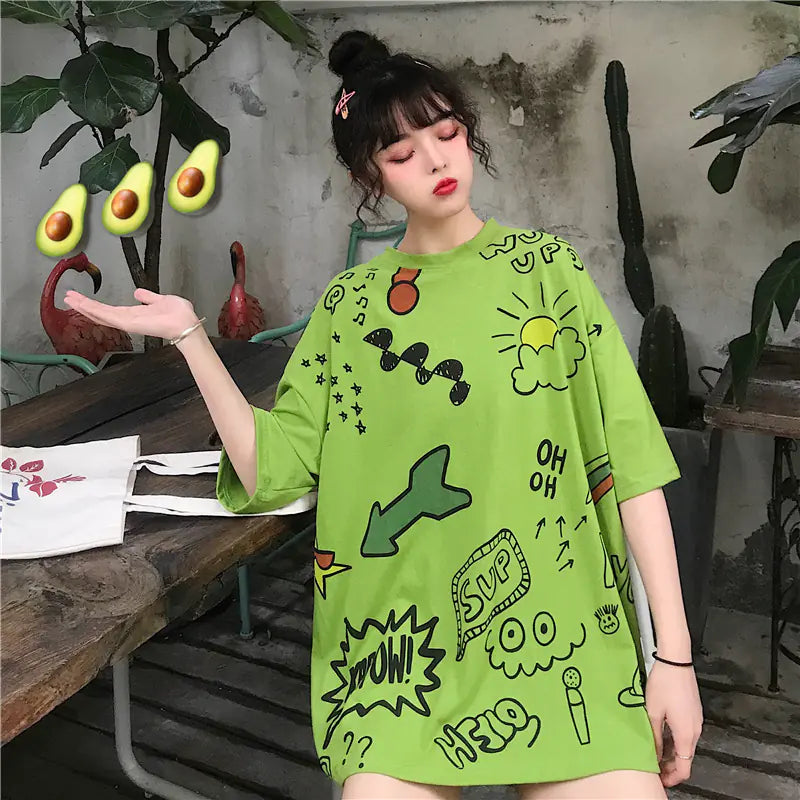 Oversized Comic Print T-Shirt