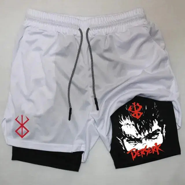 Berserk Anime Quick Dry Performance Multiple Pockets Sports Shorts