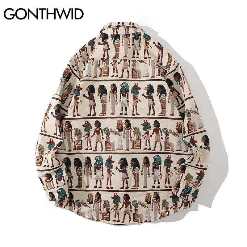 Vintage Egyptian Harajuku Stripe Shirt - FASHION FLOOD