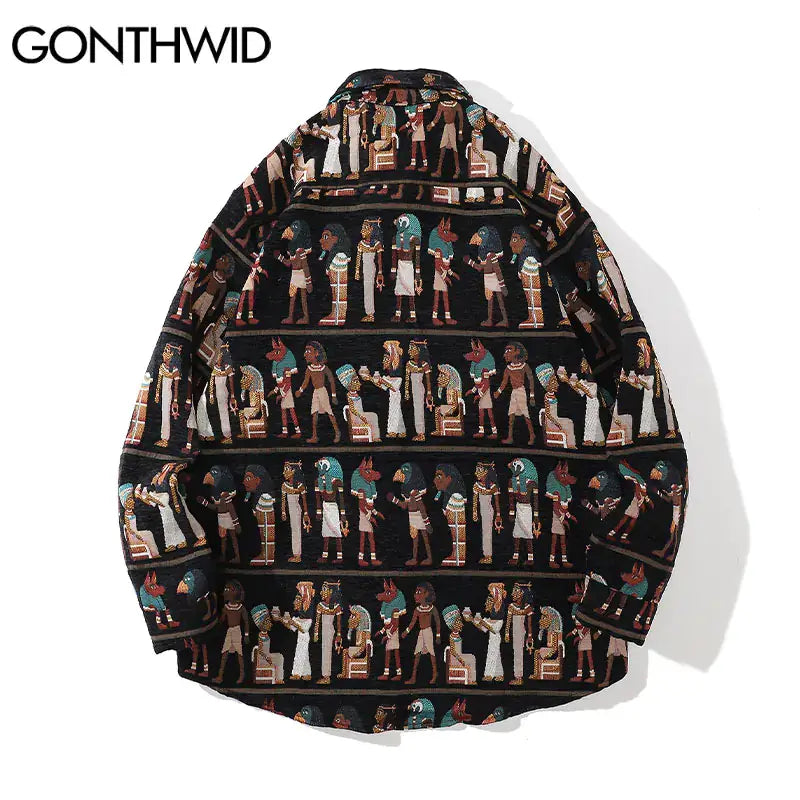 Vintage Egyptian Harajuku Stripe Shirt - FASHION FLOOD