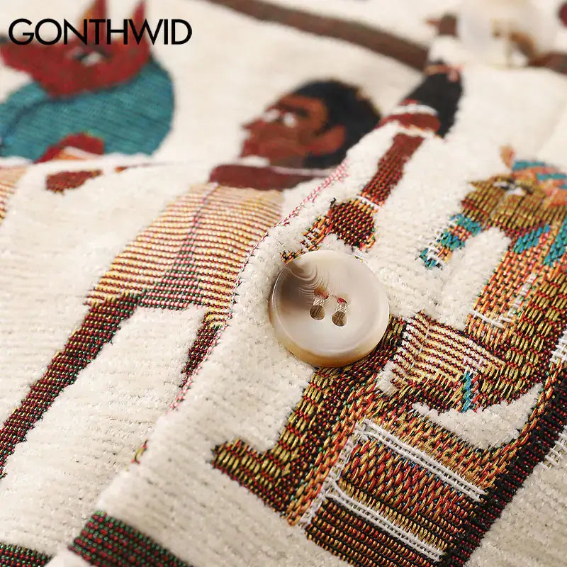 Vintage Egyptian Harajuku Stripe Shirt - FASHION FLOOD