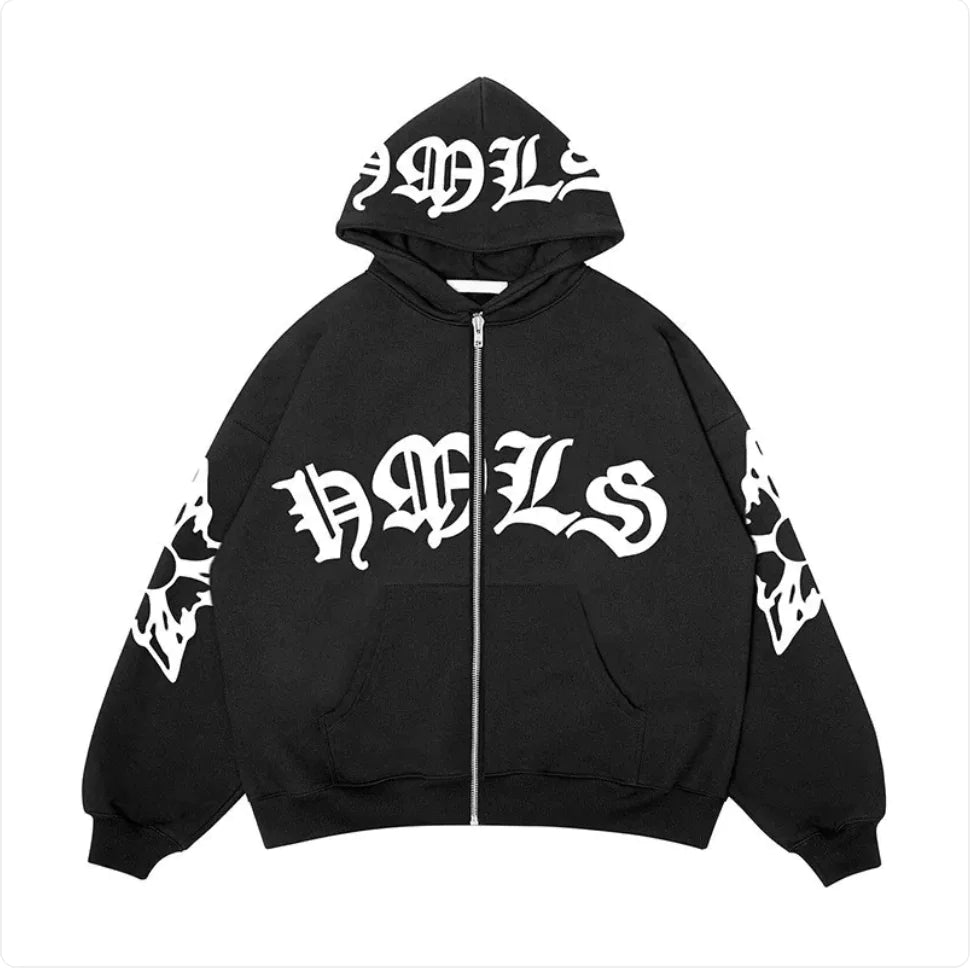 Japanese Style Gothic Letter Print Hoodie
