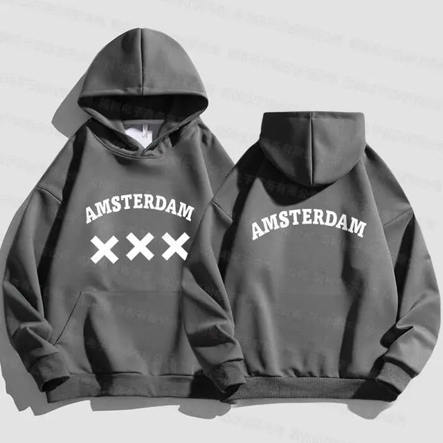 Amsterdam Unisex Hoodie - Black Oversized Sweatshirt