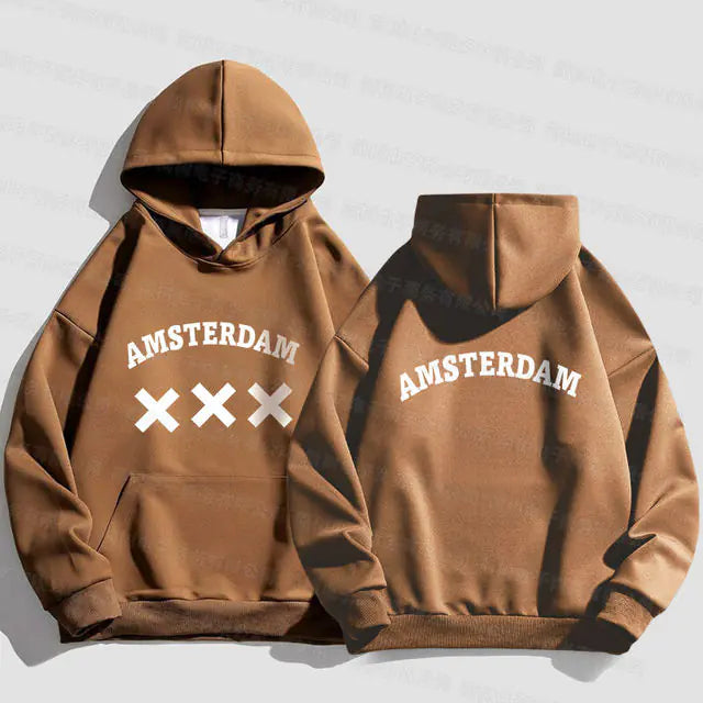 Amsterdam Unisex Hoodie - Black Oversized Sweatshirt