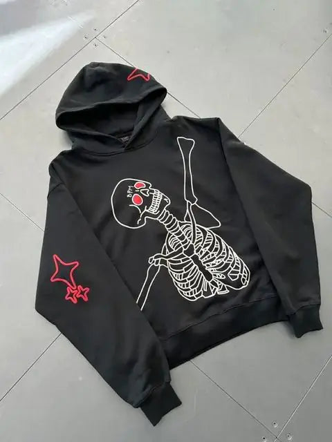 Oversized Skull Print Hoodie