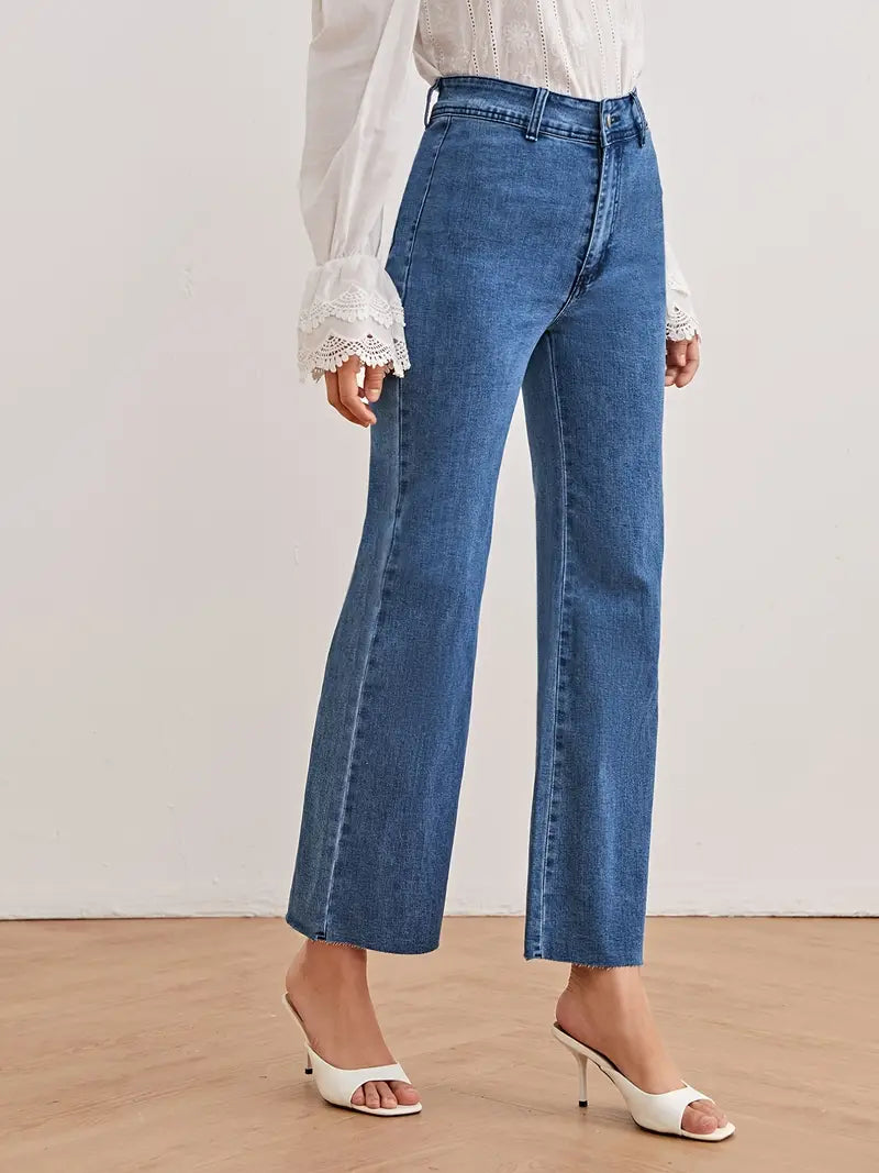 High-Waisted Wide-Leg Cropped Jeans