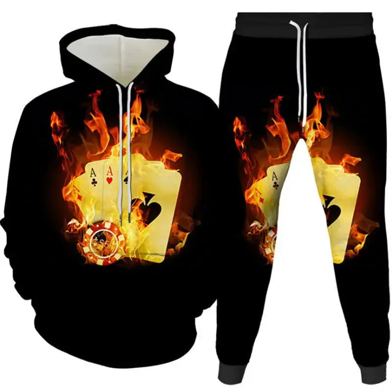 Two-Piece Digital Print Hoodie & Sweatpants