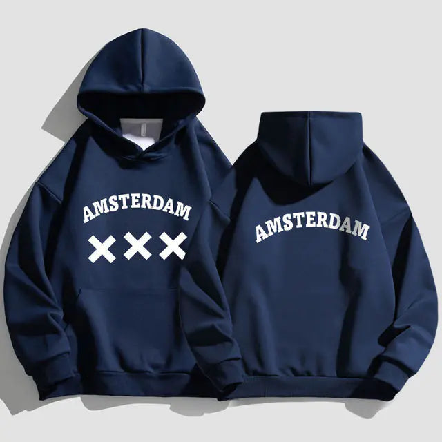 Amsterdam Unisex Hoodie - Black Oversized Sweatshirt