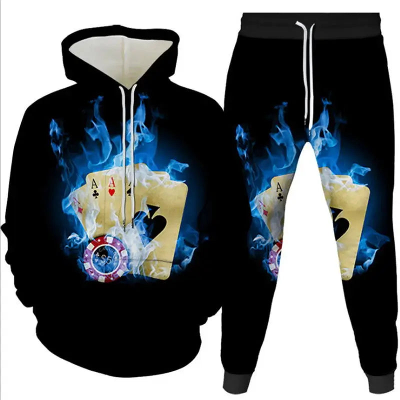 Two-Piece Digital Print Hoodie & Sweatpants