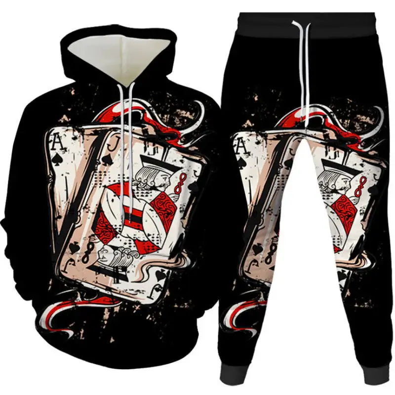 Two-Piece Digital Print Hoodie & Sweatpants