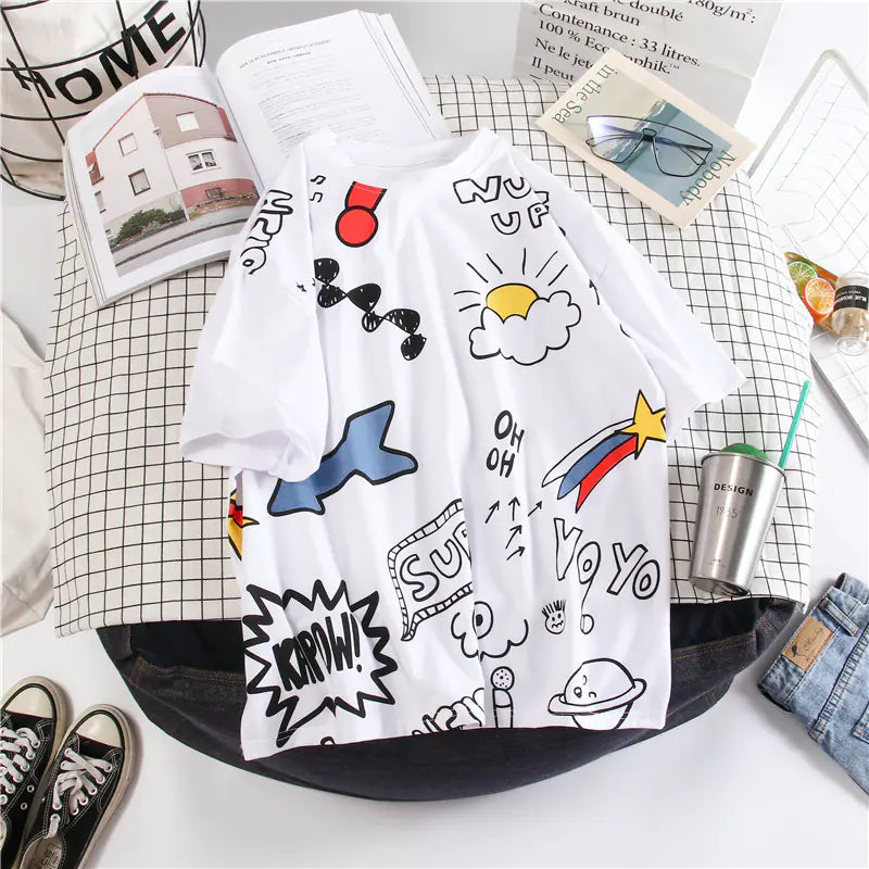 Oversized Comic Print T-Shirt