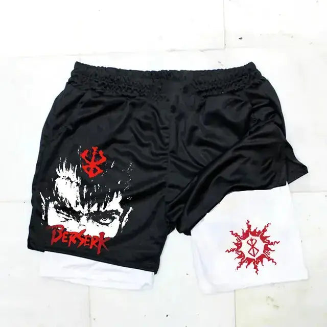 Berserk Anime Quick Dry Performance Multiple Pockets Sports Shorts