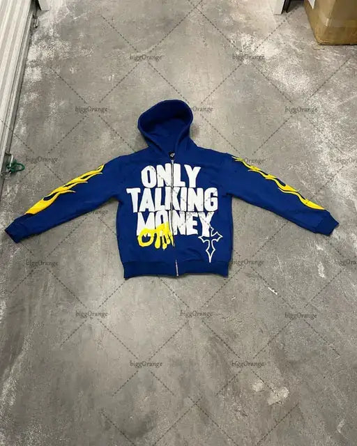 Y2K *Flame Fusion* Gothic Oversized Harajuku Zip Hoodie