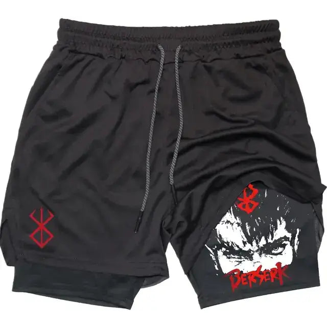 Berserk Anime Quick Dry Performance Multiple Pockets Sports Shorts