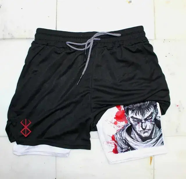 Berserk Anime Quick Dry Performance Multiple Pockets Sports Shorts