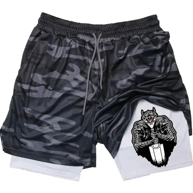 Berserk Anime Quick Dry Performance Multiple Pockets Sports Shorts