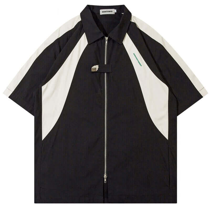 Oversized American Style Double Zipper Short Sleeve Jacket