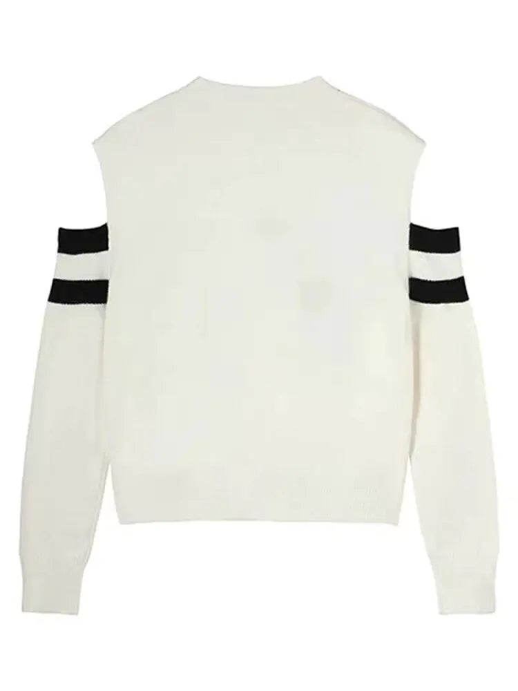 Cutout Sleeve Loose Knitted Sweater