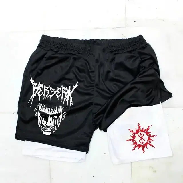 Berserk Anime Quick Dry Performance Multiple Pockets Sports Shorts
