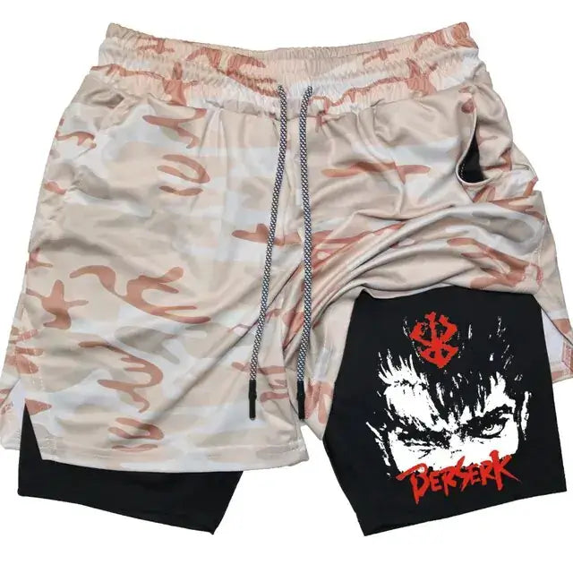 Berserk Anime Quick Dry Performance Multiple Pockets Sports Shorts